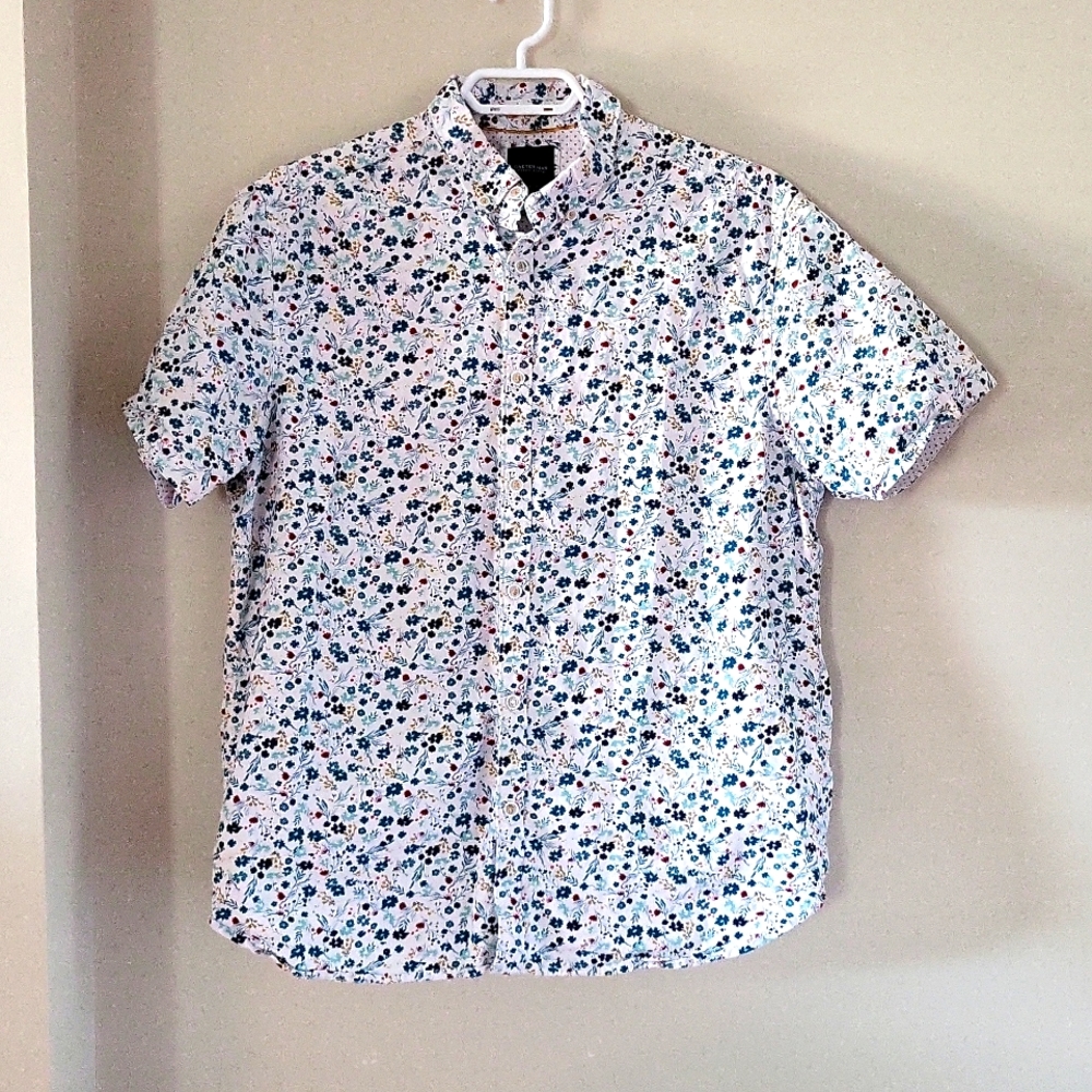 Ricky Singh Cactus Man Short Sleeve Button Down Shirt Men's Large Slim Fit